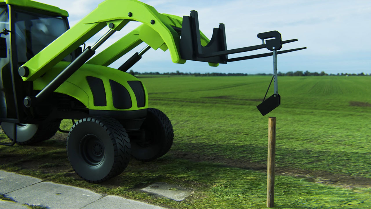 Post Puller Pro beside a landscaped yard